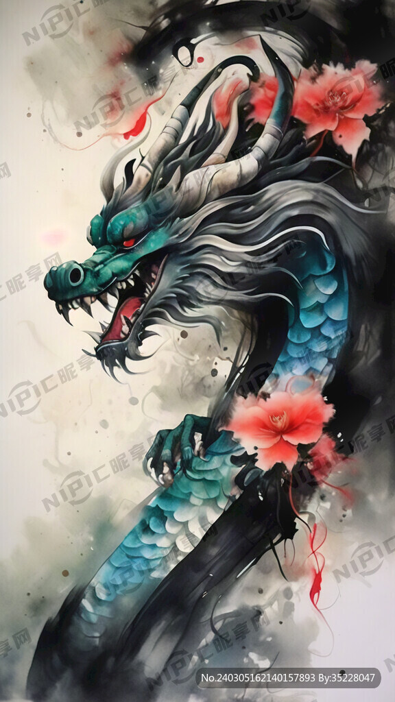 中国风 中国画 龙 水墨风格