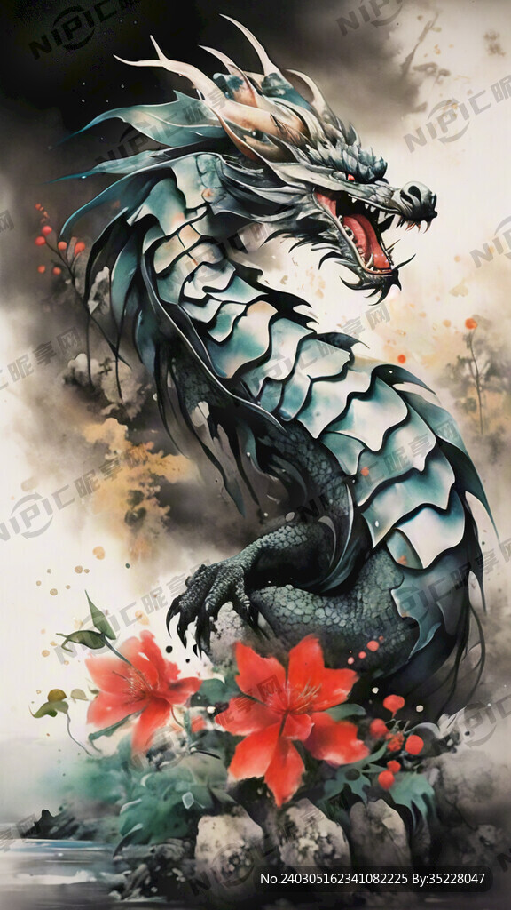 中国风 中国画 龙 水墨风格