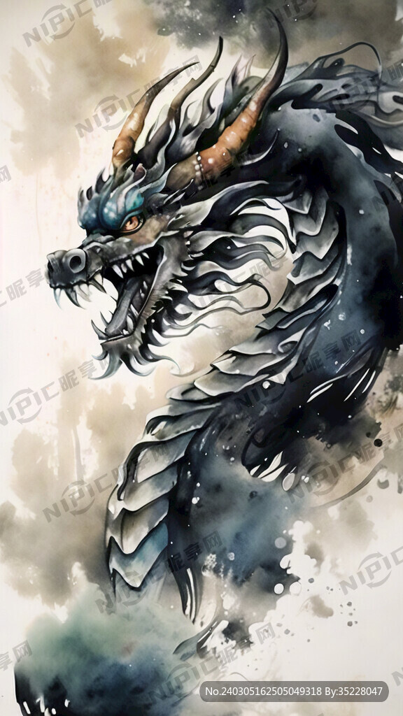 中国风 中国画 龙 水墨风格