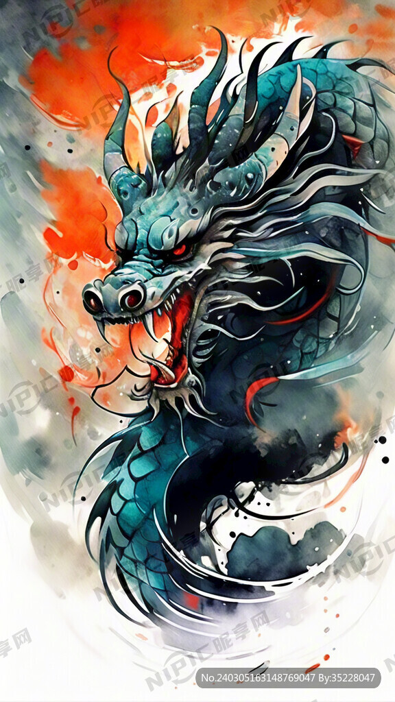 中国风 中国画 龙 水墨风格