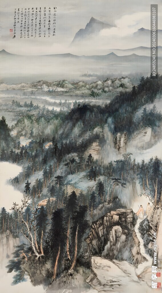 江山水墨山水画