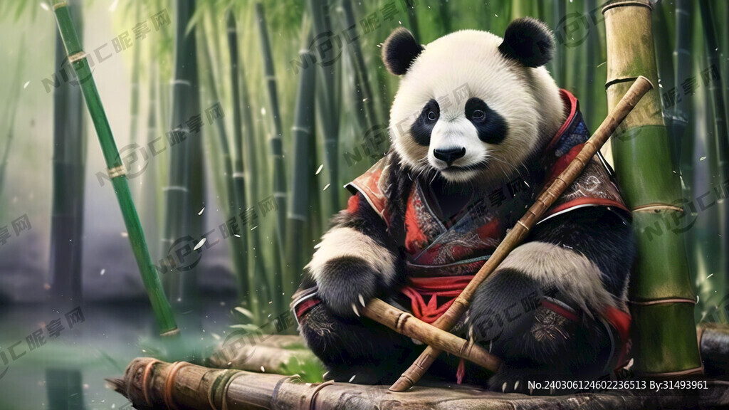 拿竹棍的武侠熊猫