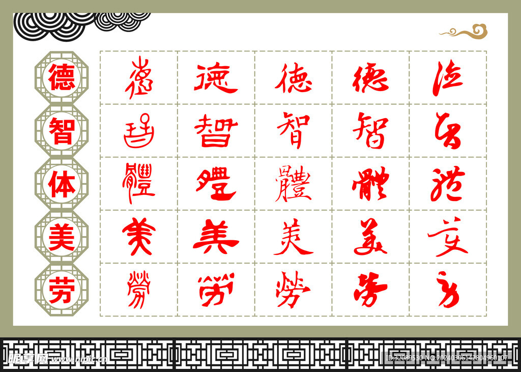 文化墙书写德智美体劳
