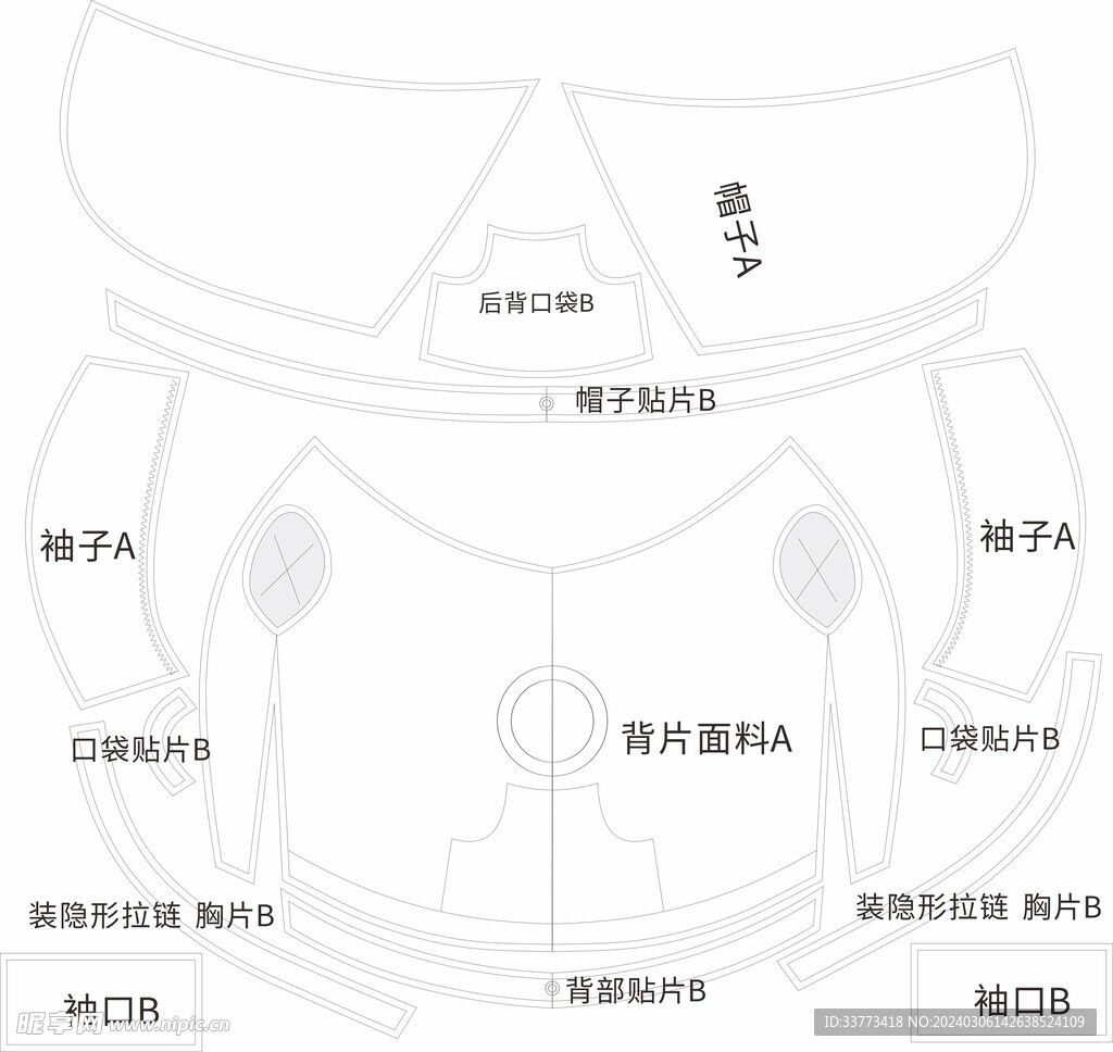 宠物服装版型图