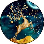 金色麋鹿发财鹿晶瓷画