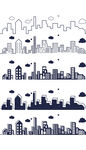 现代商务科技城市建筑剪影线稿