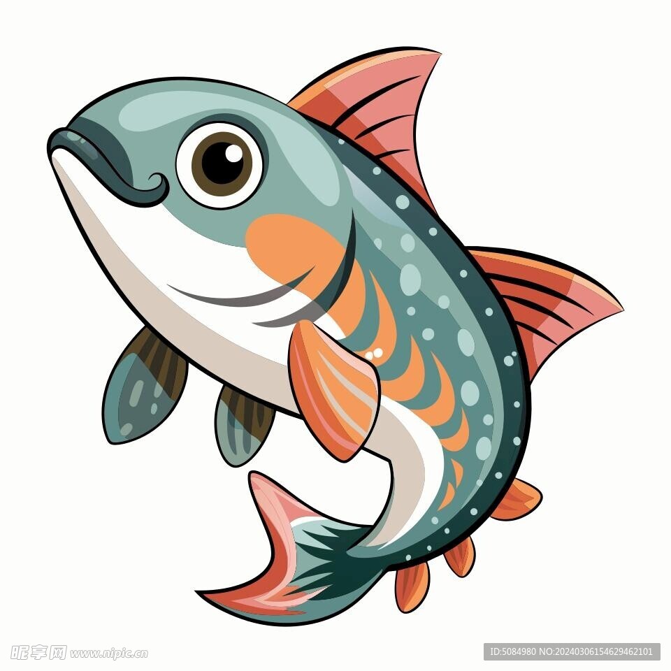 卡通风格的幼小的鲑鱼