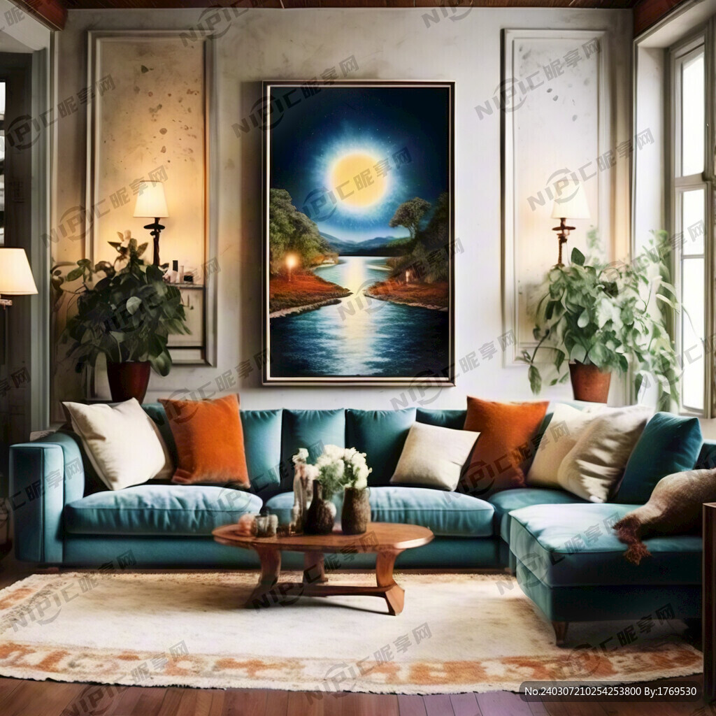 温馨客厅三联画