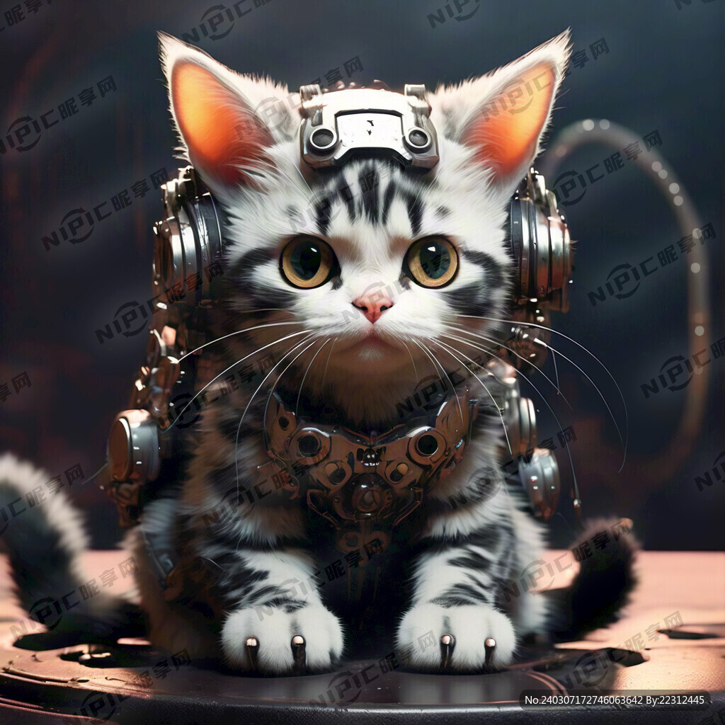 赛博朋克 机械 猫 可爱