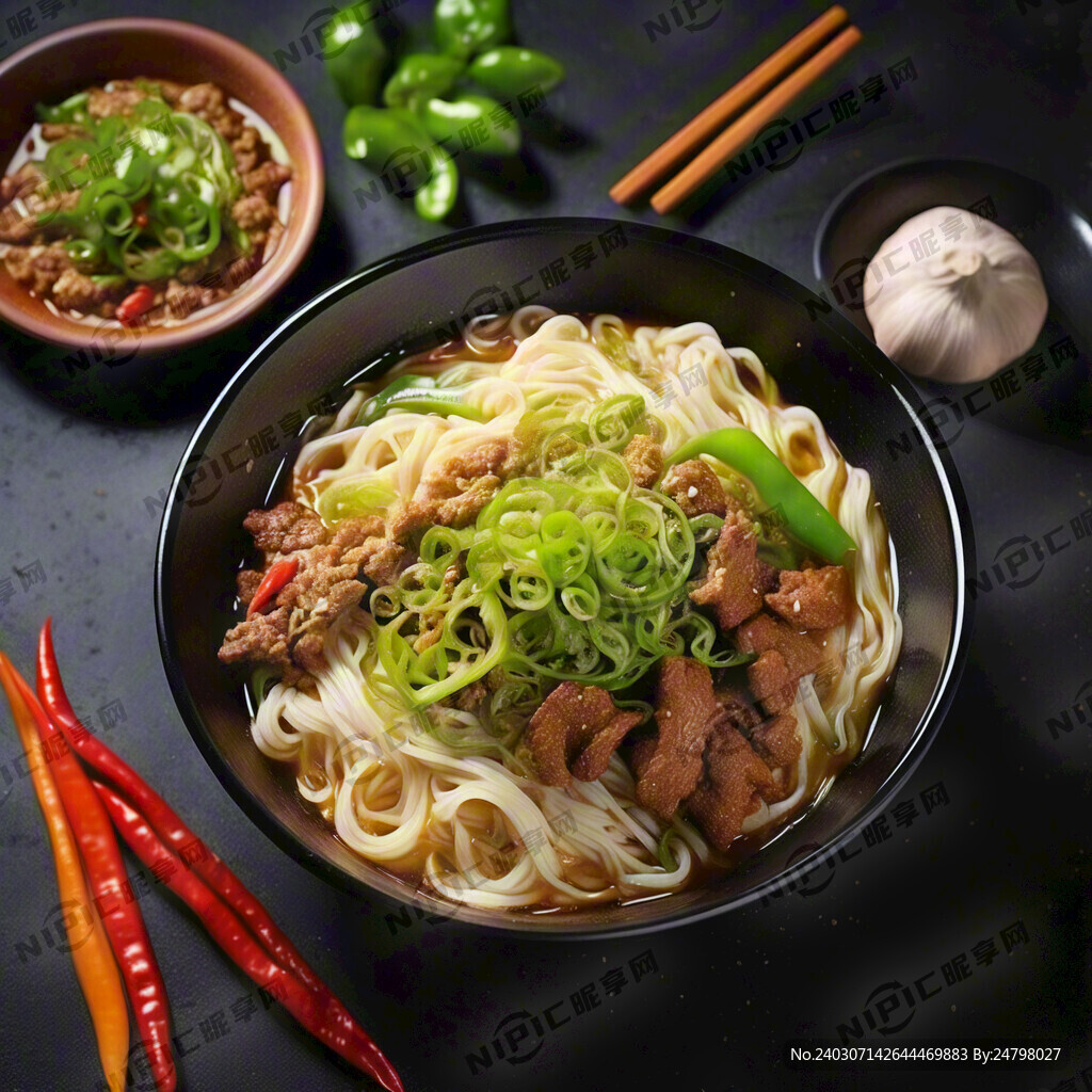 辣椒炒肉汤面 碗的颜色为黑色