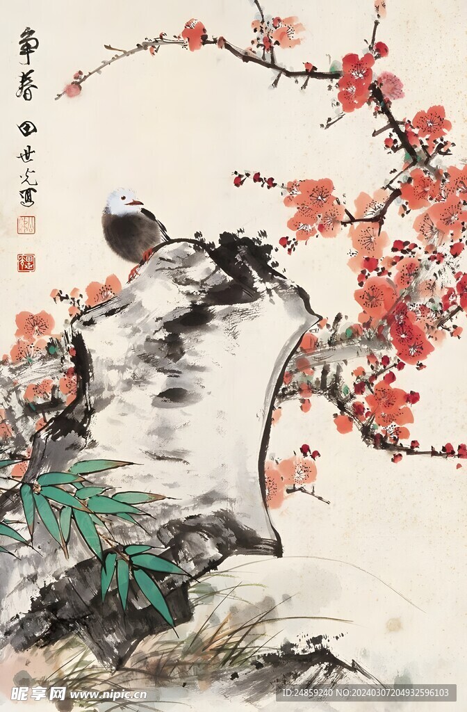 梅鸟图