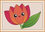 卡通郁金香花朵地垫图案