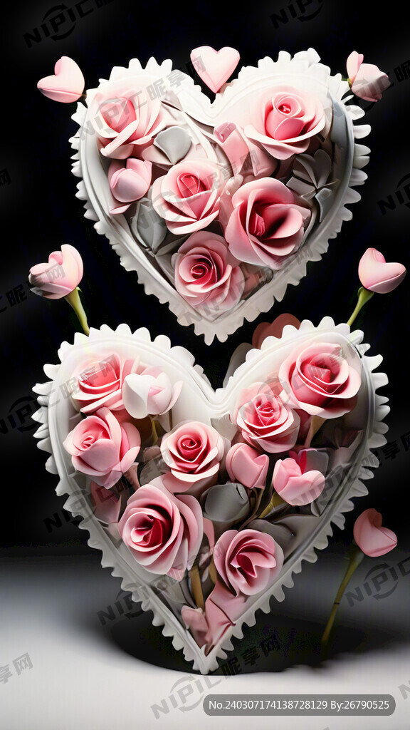 爱心 玫瑰花 虚化 浪漫 白底