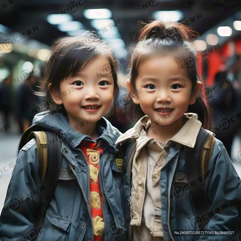 两个小孩过安检