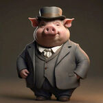 穿着西服的可爱猪八戒