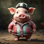 穿衣服可爱的猪卡通