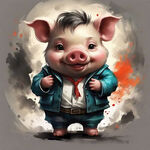 穿衣服可爱的猪卡通