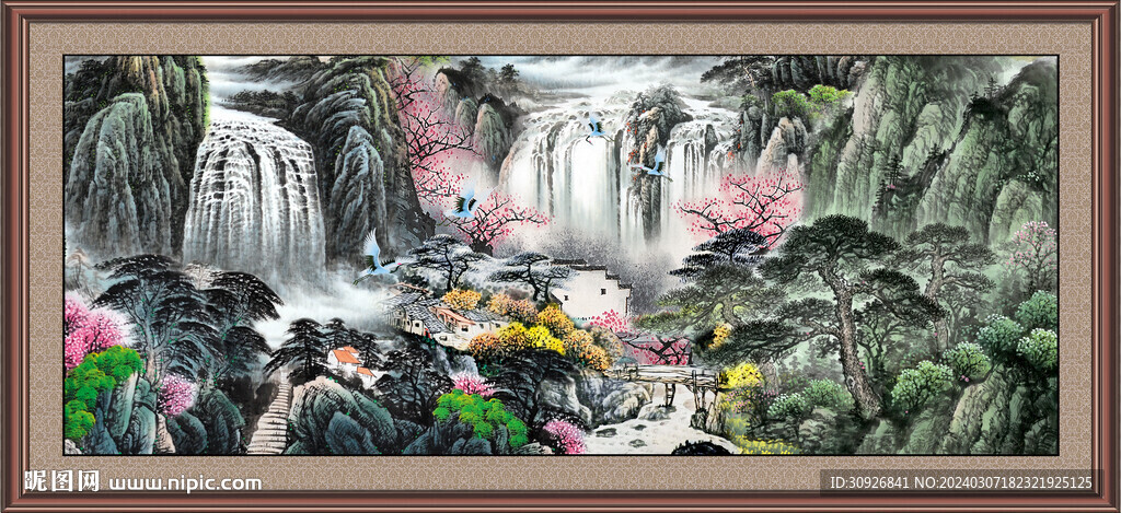 瀑布风景画