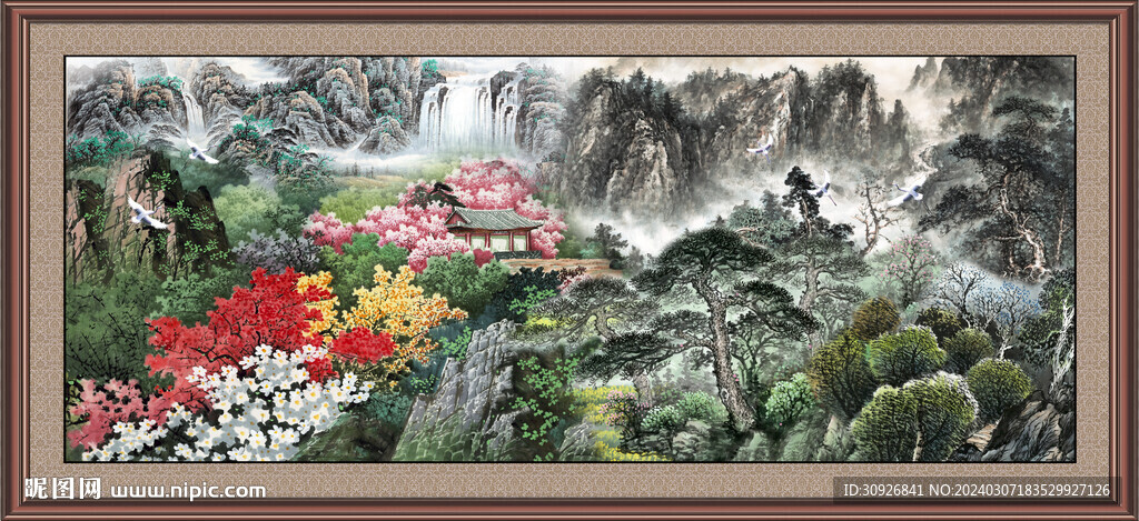 瀑布风景画