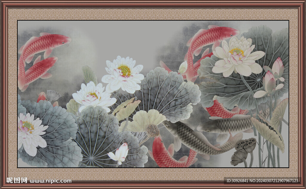 国画荷花 