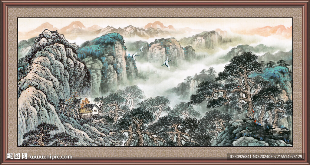 长幅国画山水 