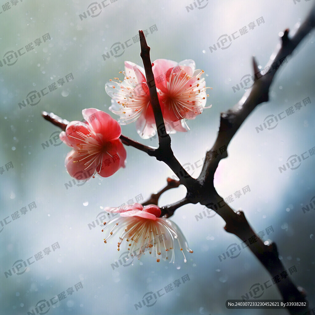 一枝梅花 洁净 晶莹剔透