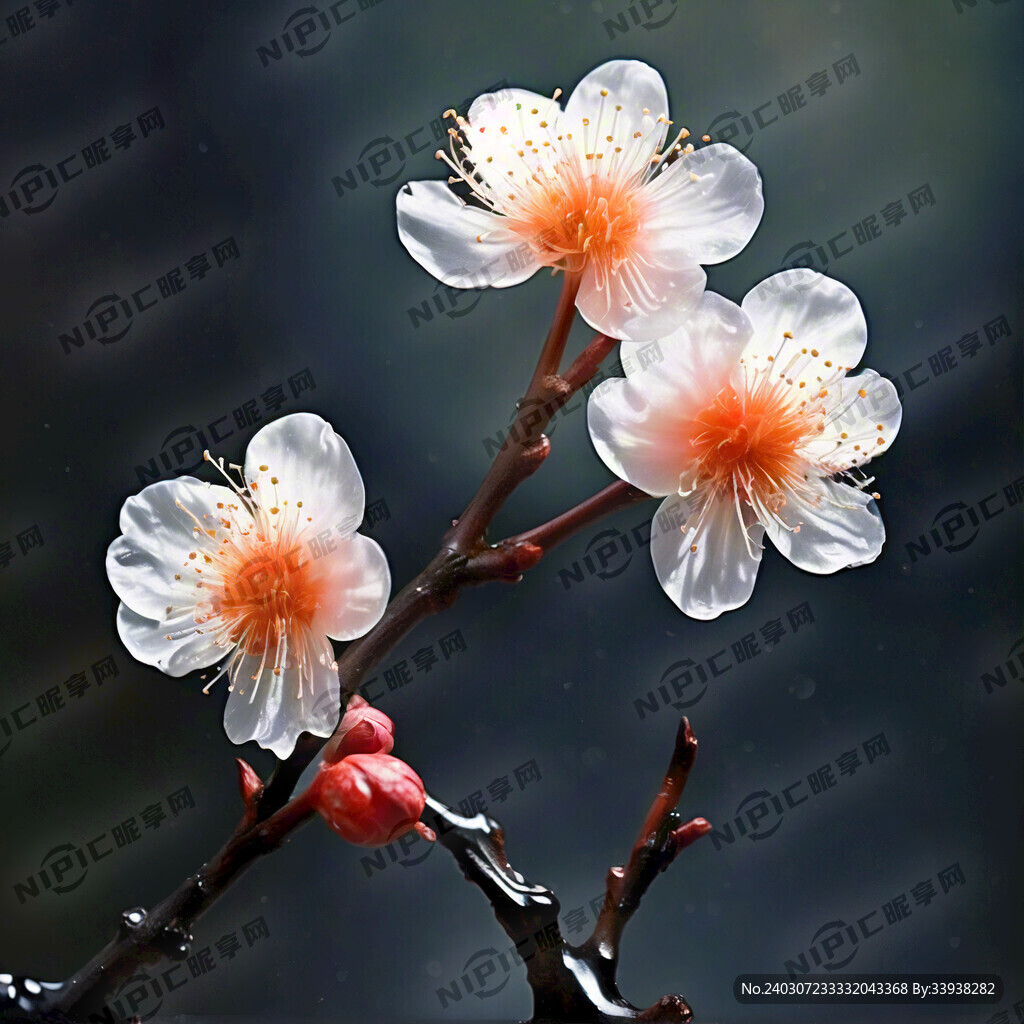 一枝梅花 洁净 纯净 晶莹剔透