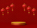 中国新年红色舞台展台素材