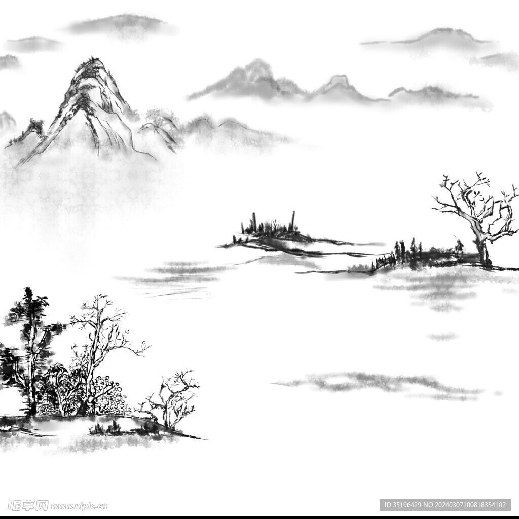 水墨山