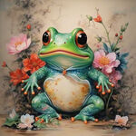 青蛙，中国风，中国画，可爱，适合小朋友