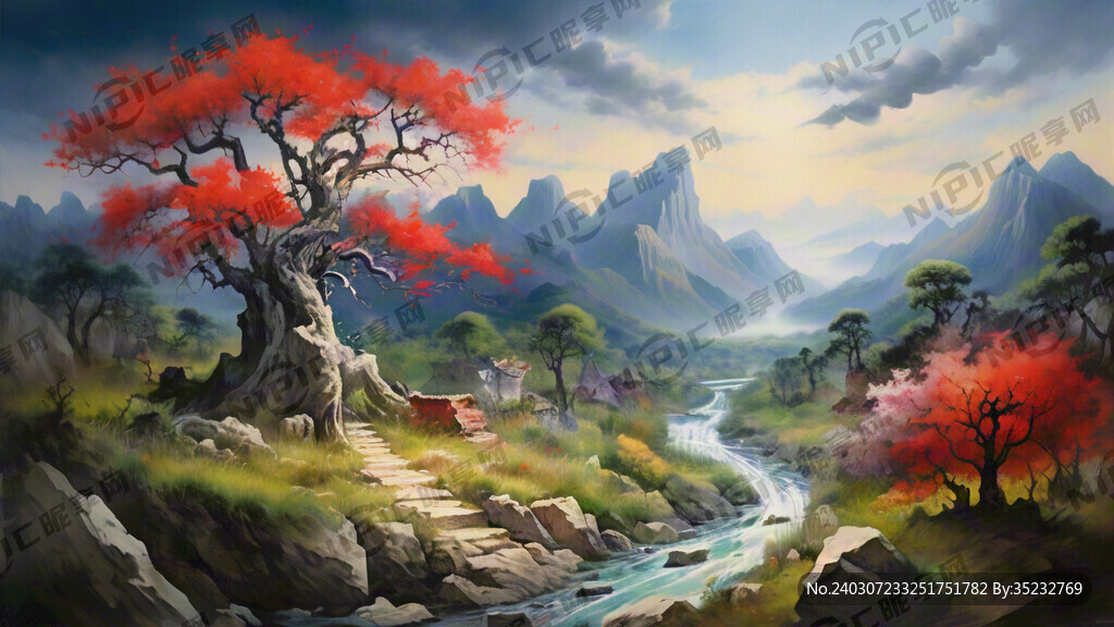 寻医问药山水画 要求立体感强