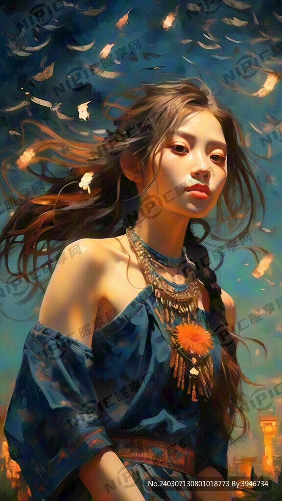 女孩 苗族 飞翔 萤火虫。