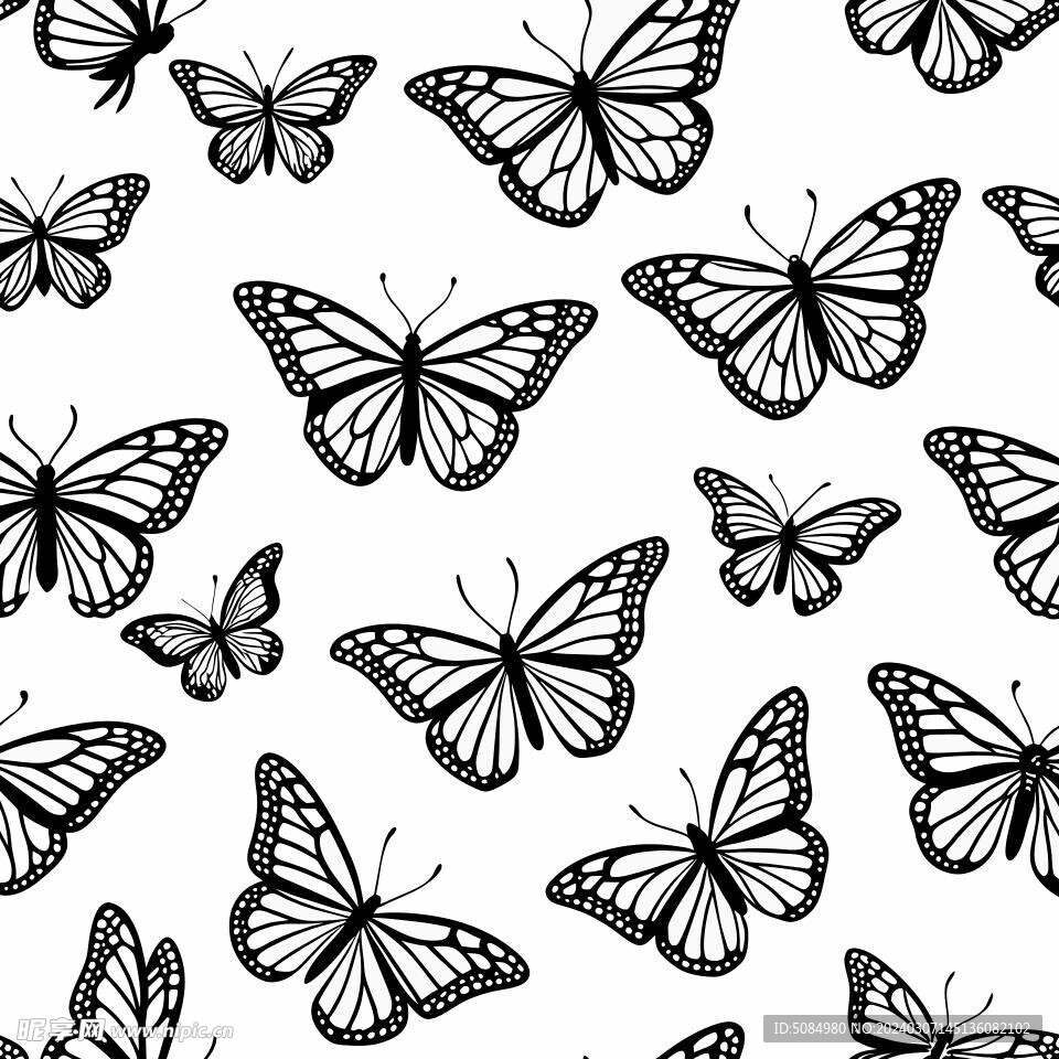无缝拼接的黑纹蝴蝶背景