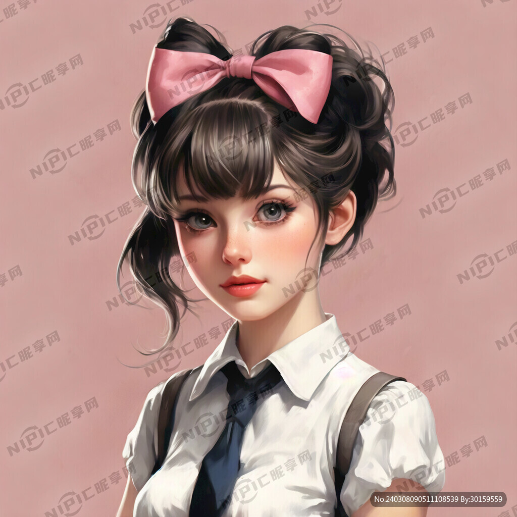 旧漫美少女头像 蝴蝶结发饰