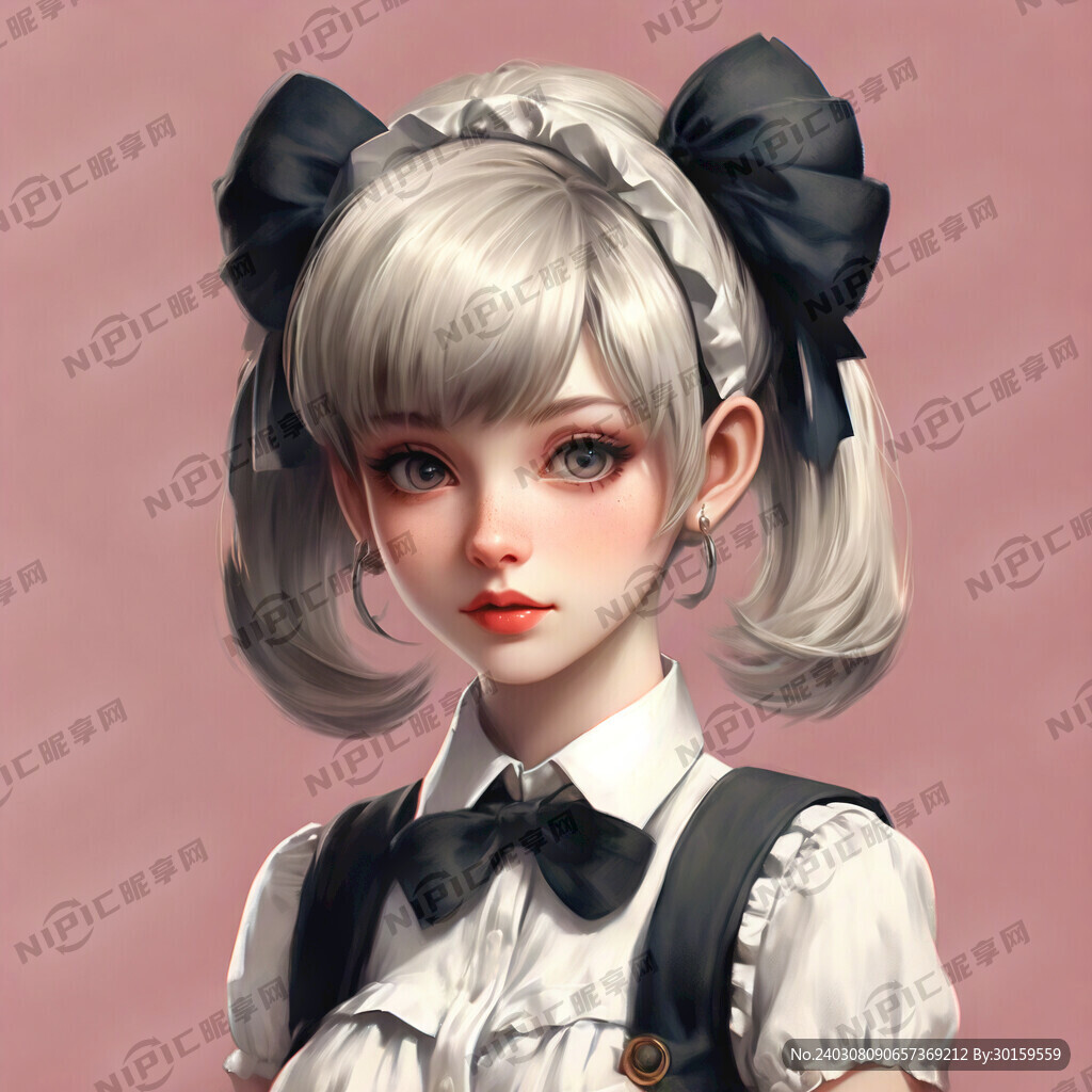 旧漫美少女头像 蝴蝶结发饰