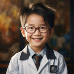 创作一个微笑的未来儿童小科学家头像