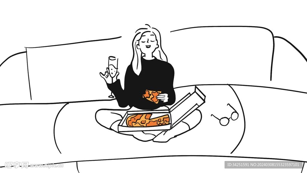 吃披萨的女孩