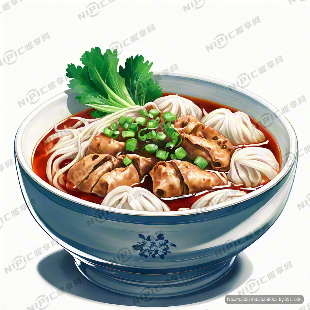 莆田扁食插画 白色碗 白底