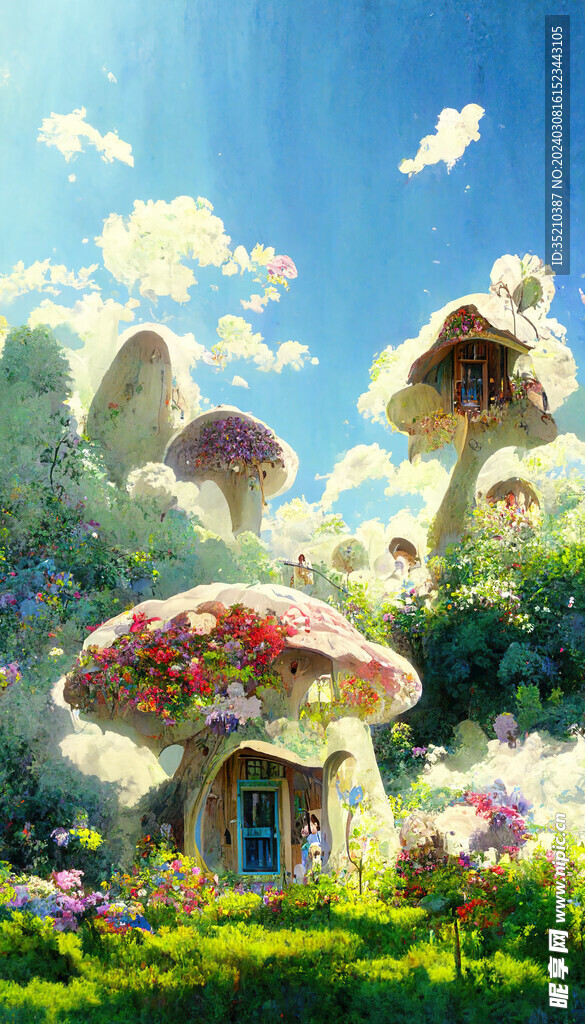 儿童画蘑菇屋