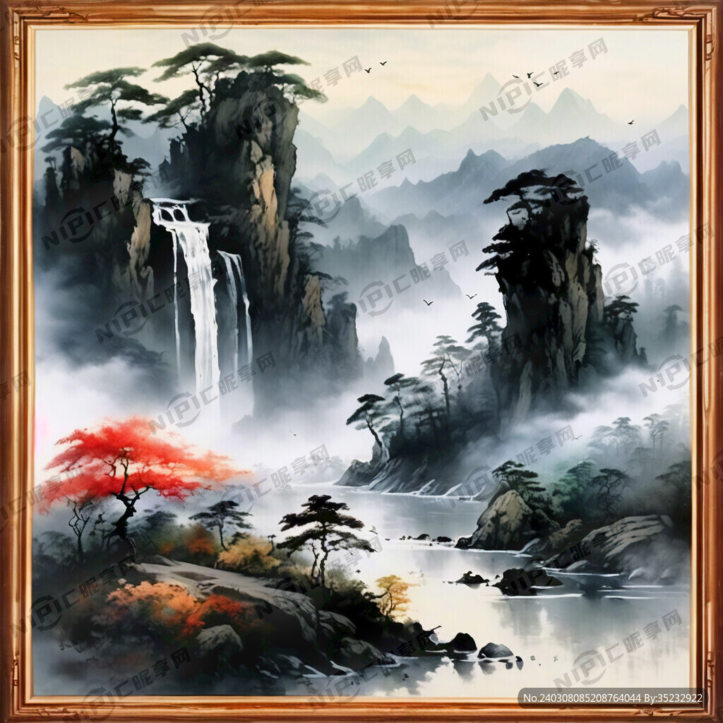 山谷 中国风 中国画 山水