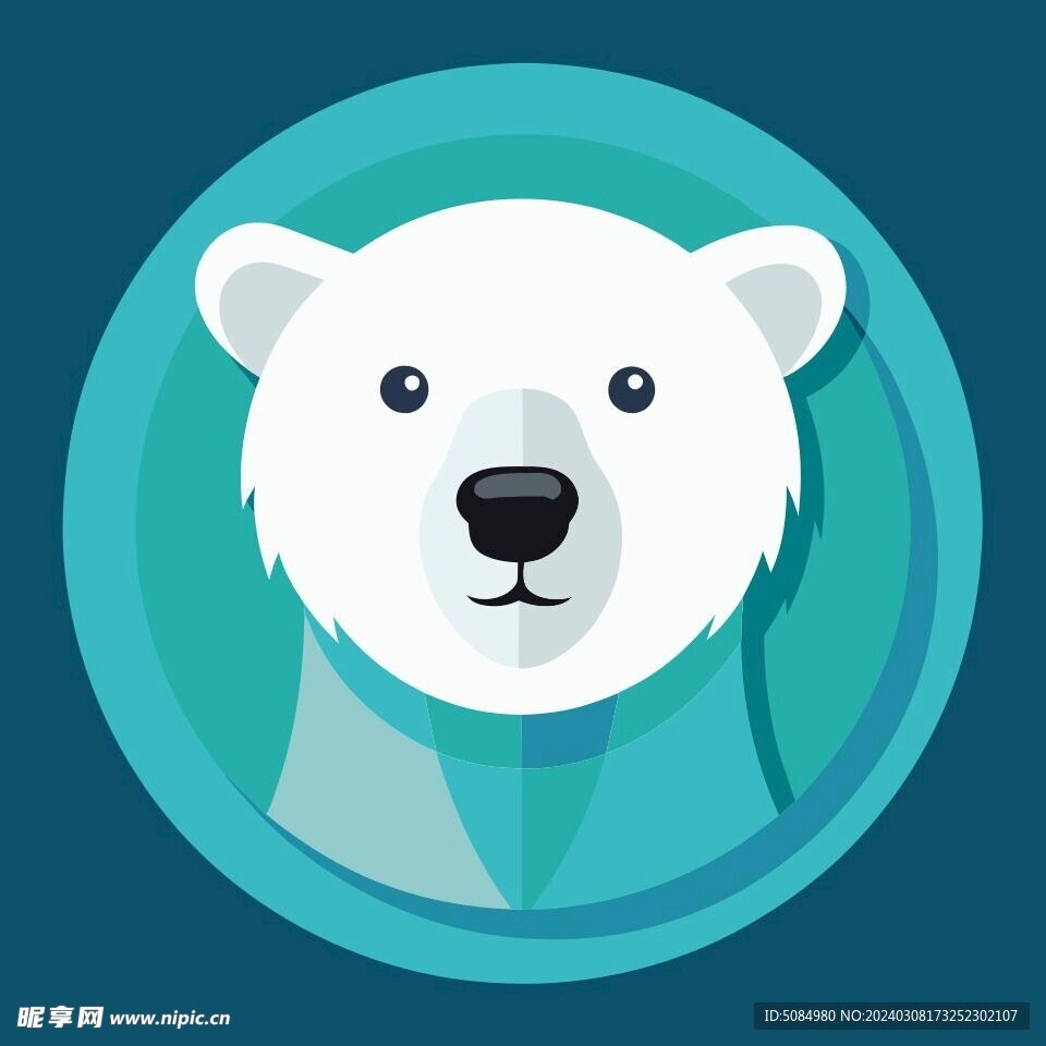 图标风格的北极熊