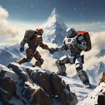两个人工智能机器人登顶雪山决斗