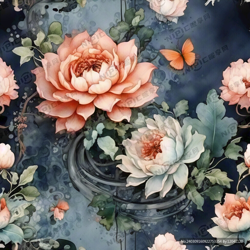 水彩  祥云 中国风  新中式