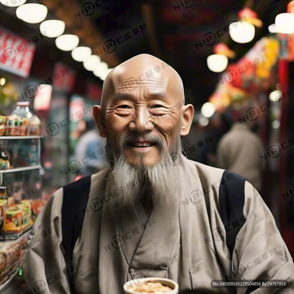 光头 老人 零食