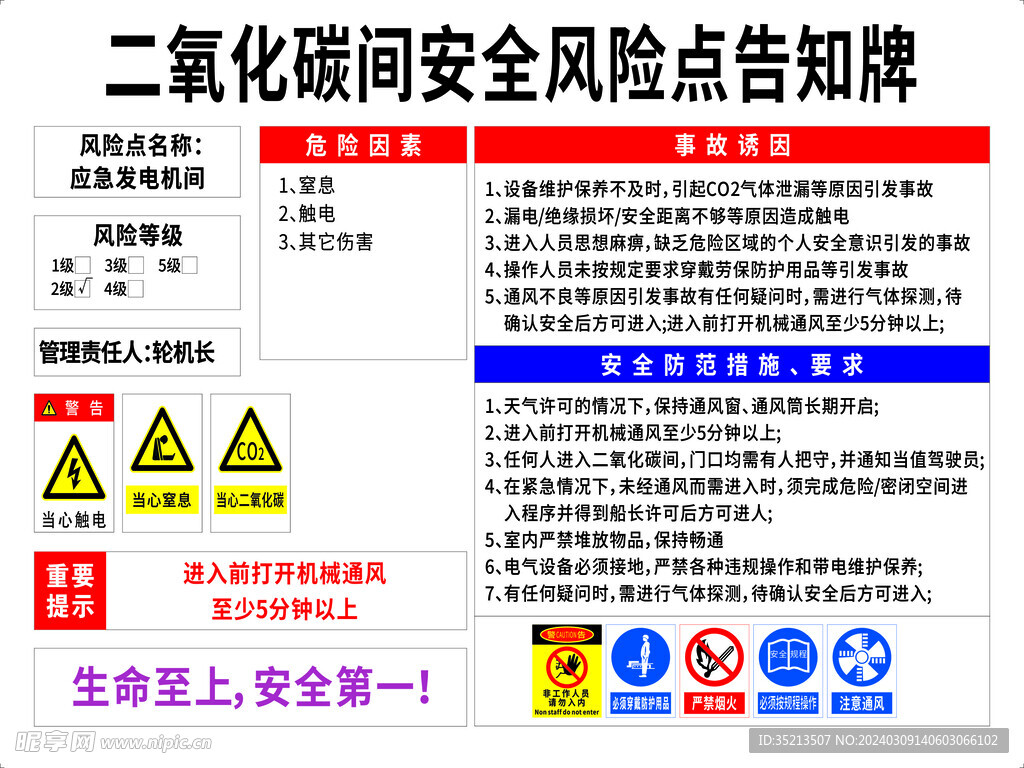 二氧化碳间安全风险点告知牌