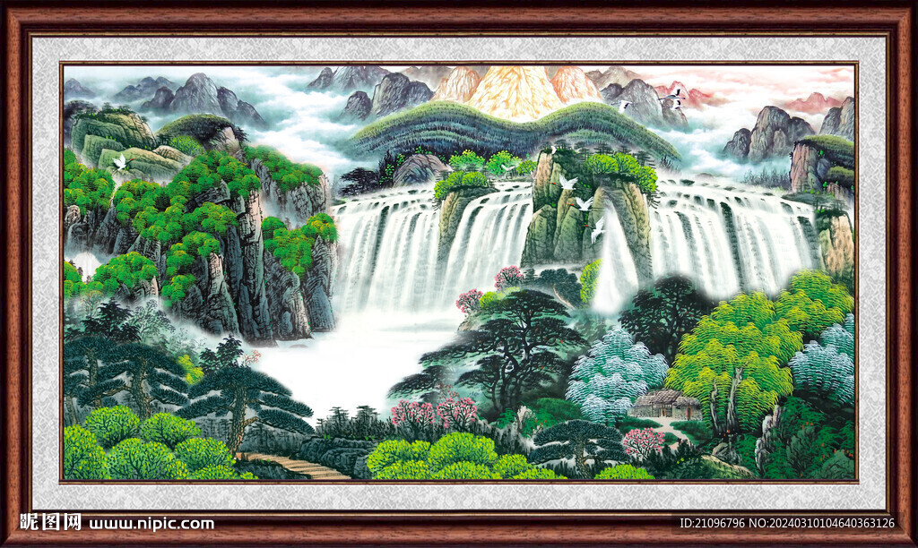 长幅国画山水 