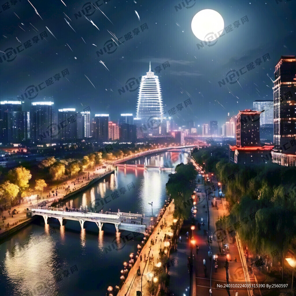南阳市白河夜景