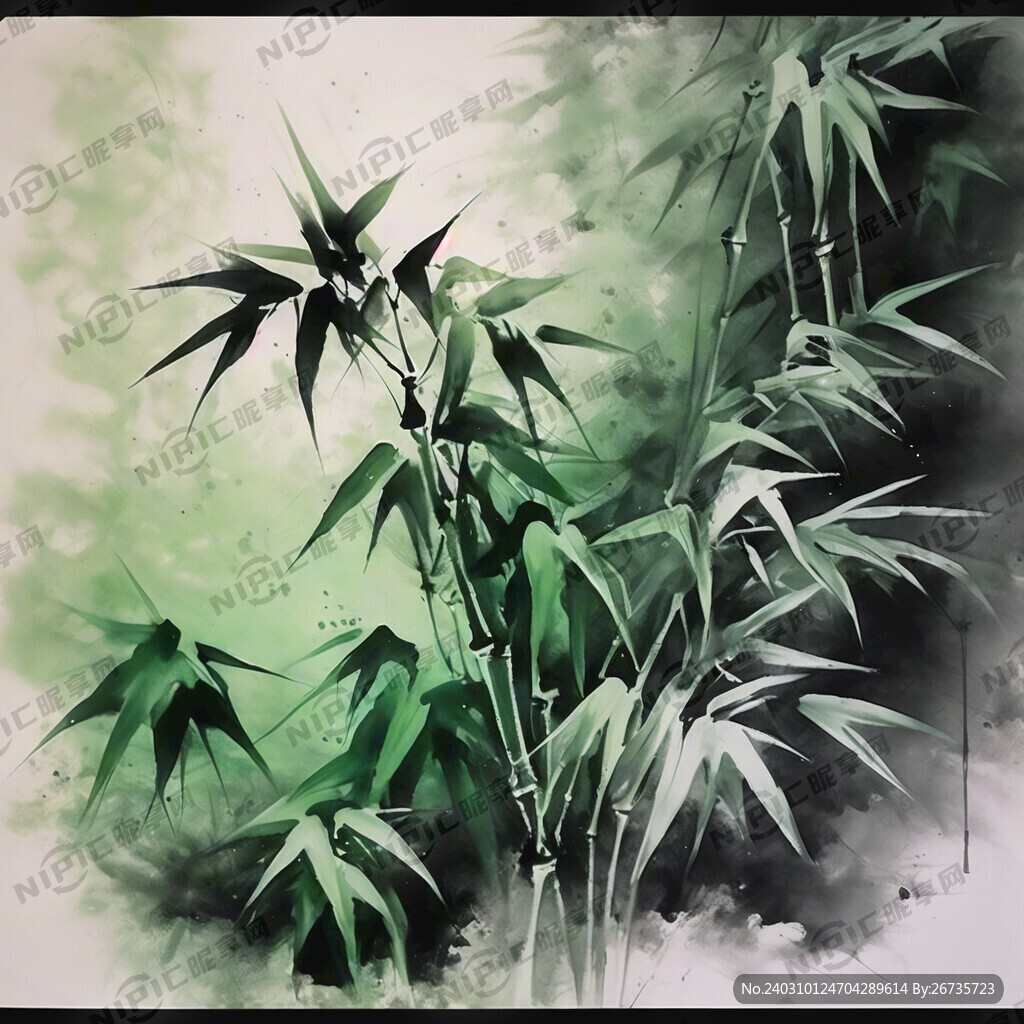 绿色水墨竹子
