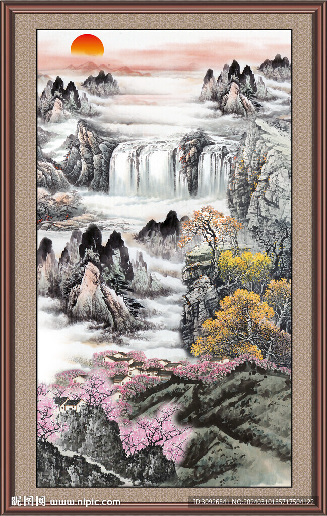 瀑布风景画