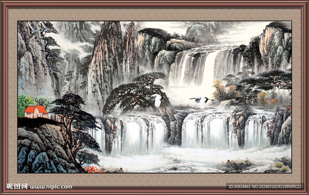 瀑布风景画